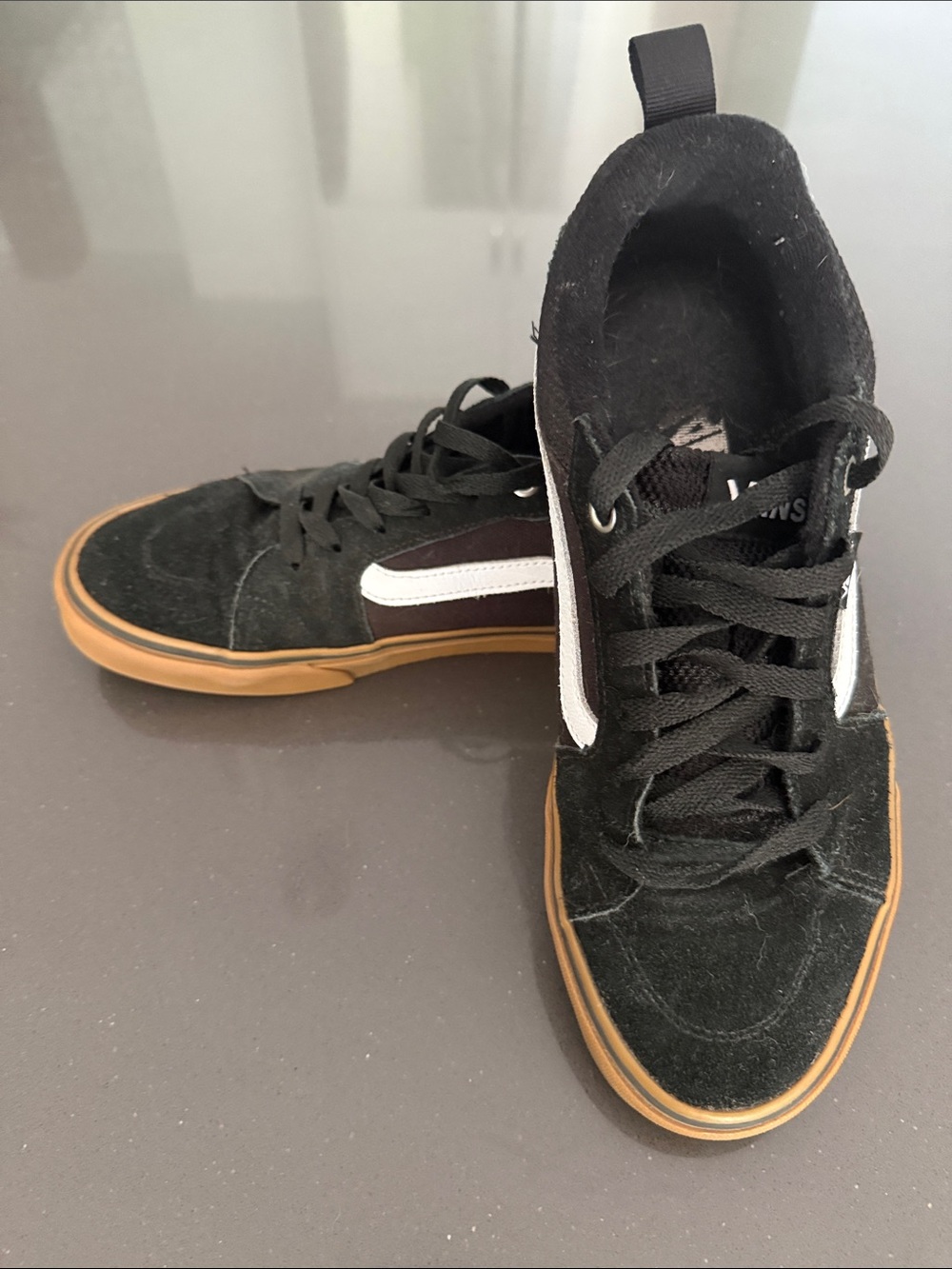 Vans Black Suede Old Skool with White Stripe and Gum Sole